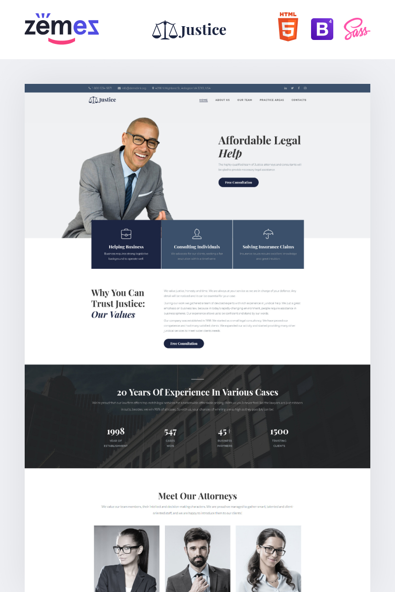 Justice - Legal Firm Landing Page Template
