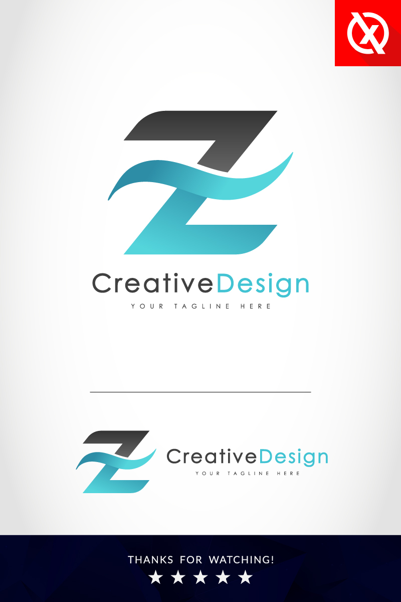 Creative Z Letter Blue Wave Logo Template