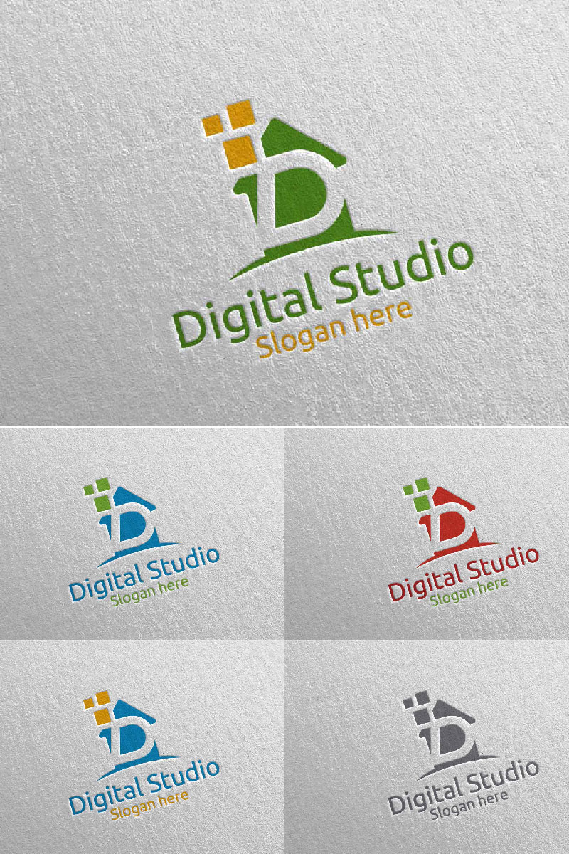 Digital Studio Letter D Digital Marketing  75 Logo Template