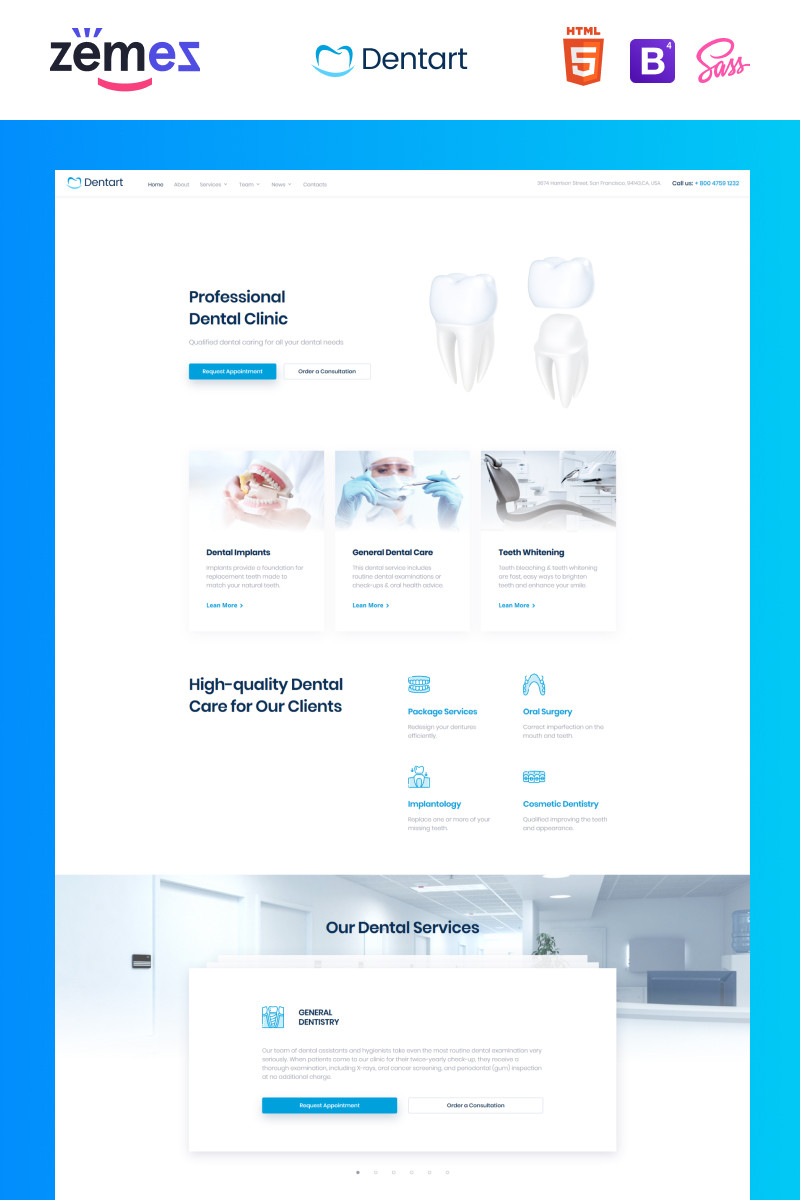 Dentart - Dental Service Website Template