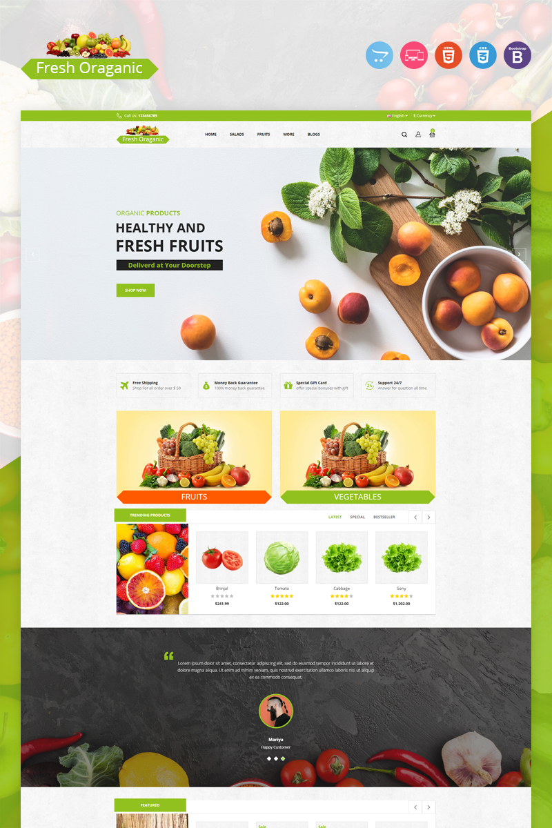 Fresh Organic - OpenCart Template