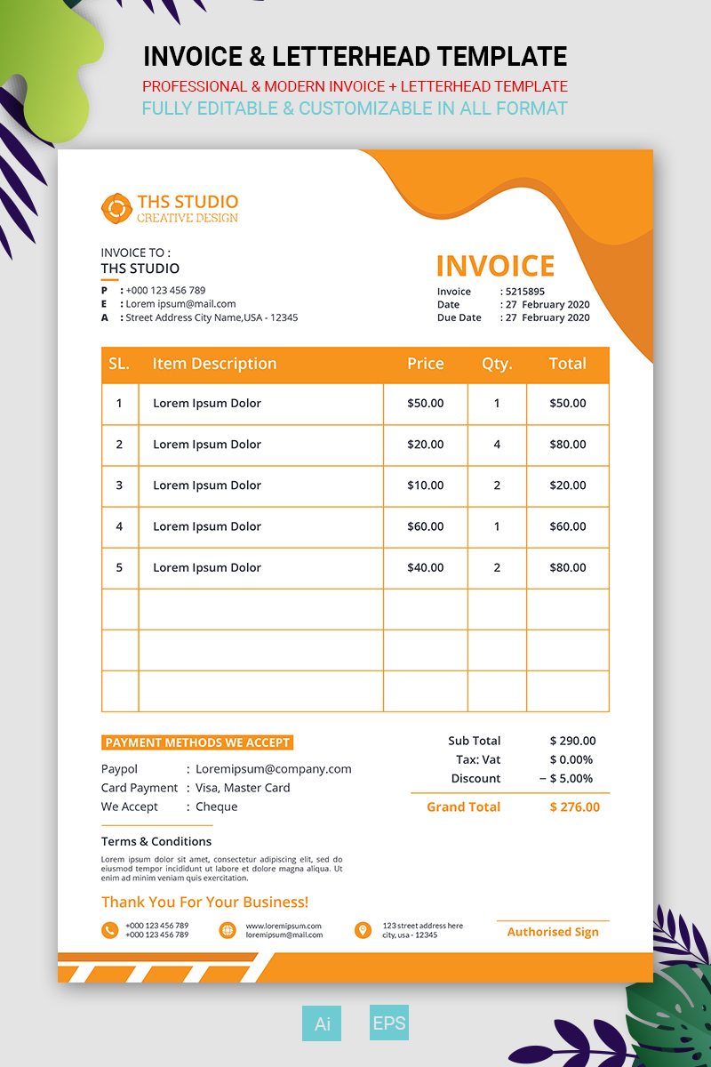 Invoice & Letterhead - Corporate Identity Template