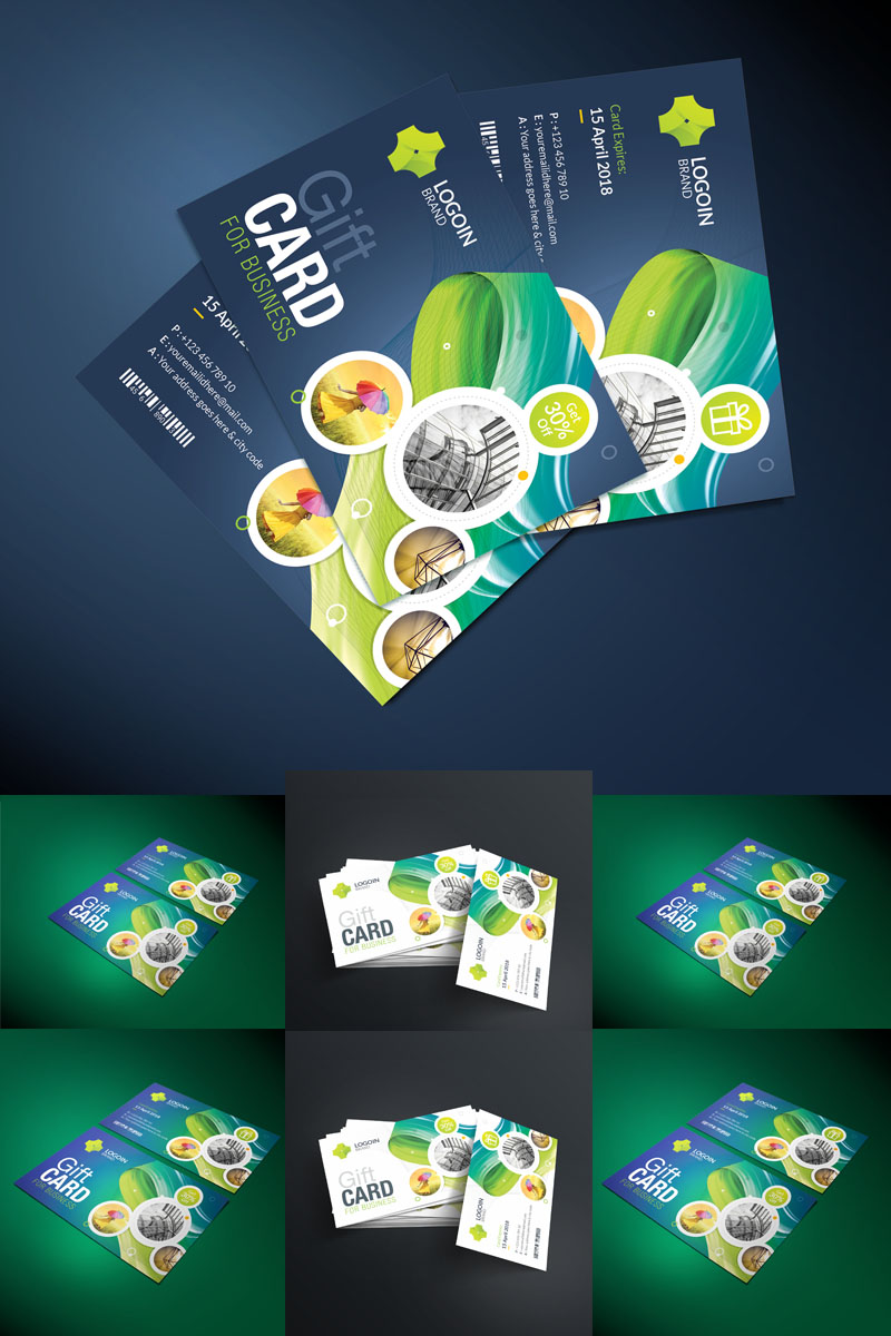 Green Color Gift Card - Corporate Identity Template