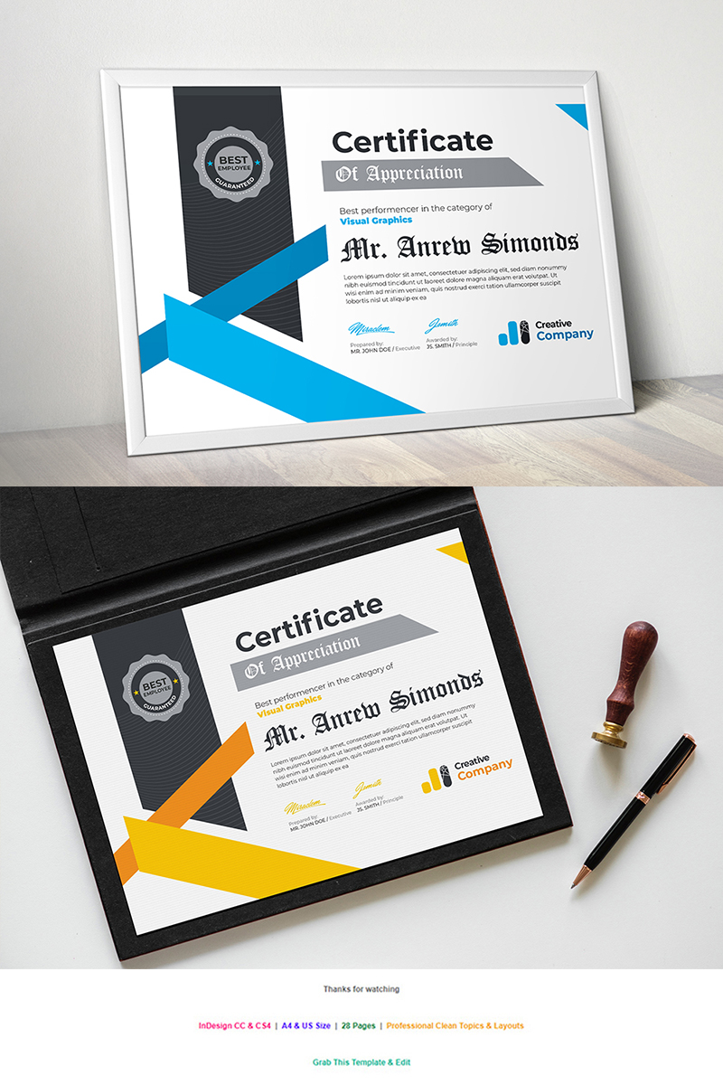 Modern Certificate - Corporate Identity Template