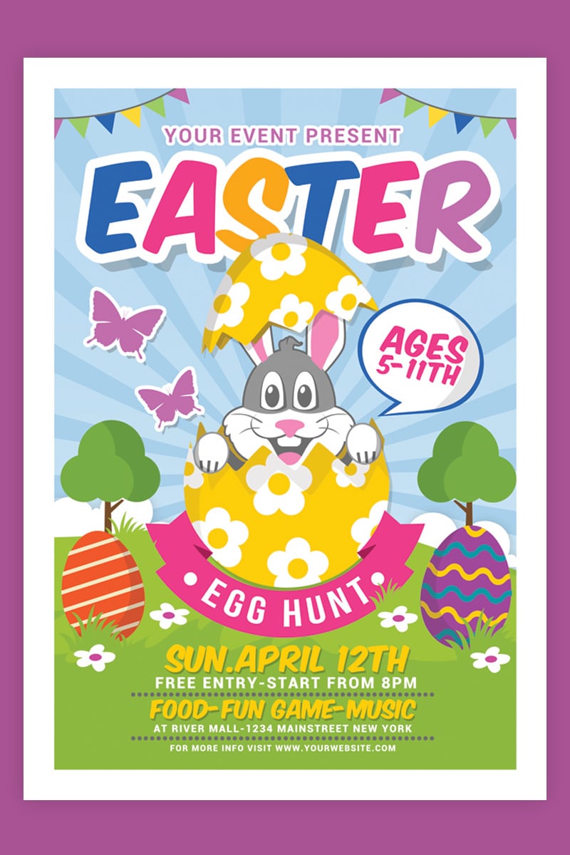 Easter Egg Hunt For Kids Flyer Template