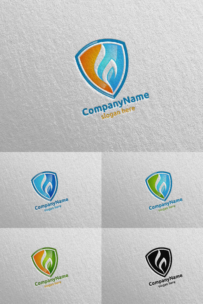 Fire Flame Security Logo Template