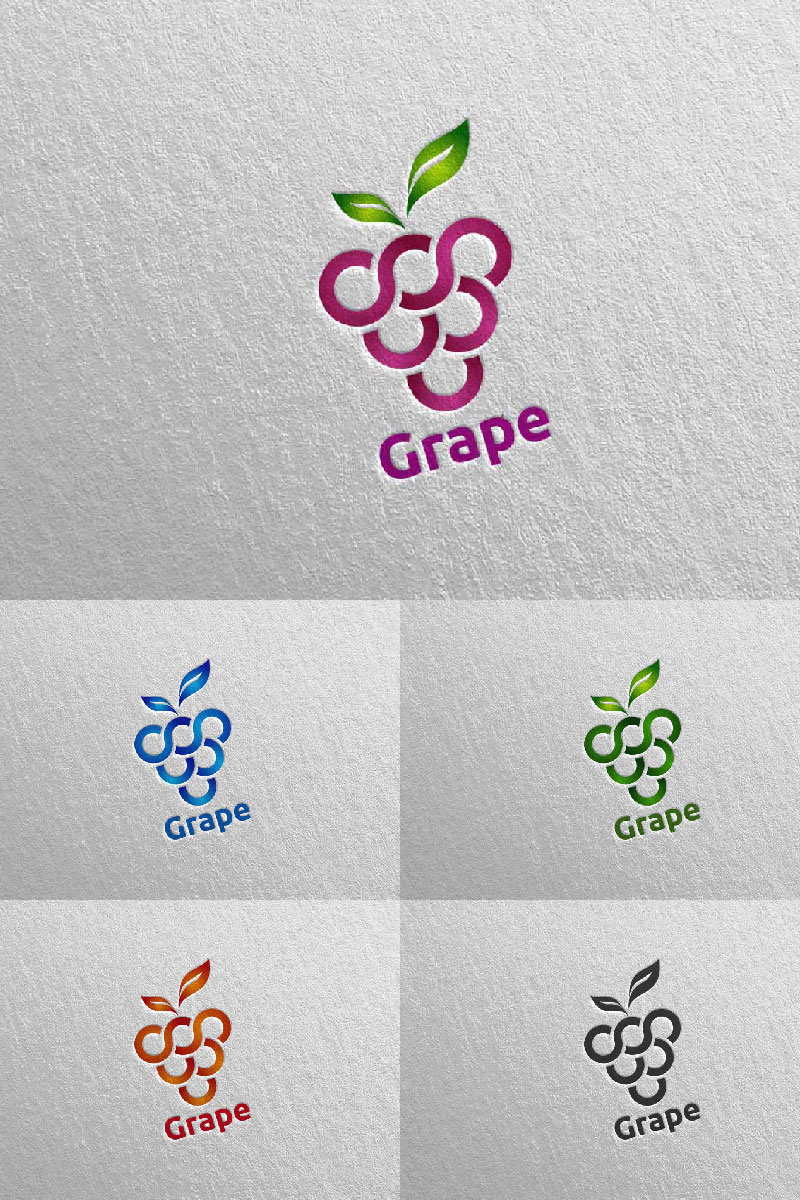 Modern Fruit Grape Logo Template
