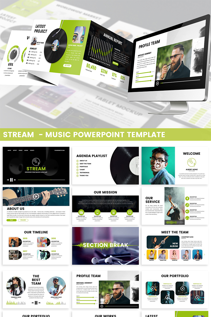 Stream - Music PowerPoint template