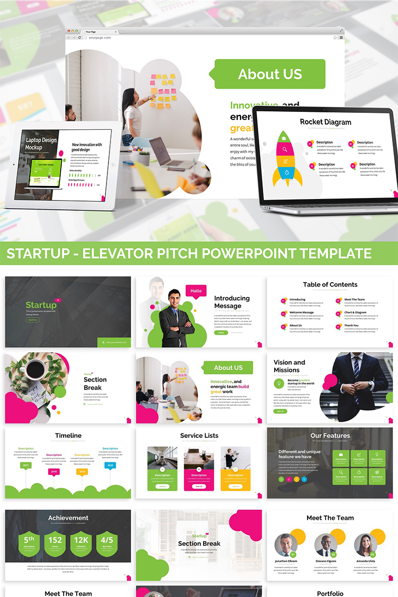 Startup - Elevator Pitch PowerPoint template