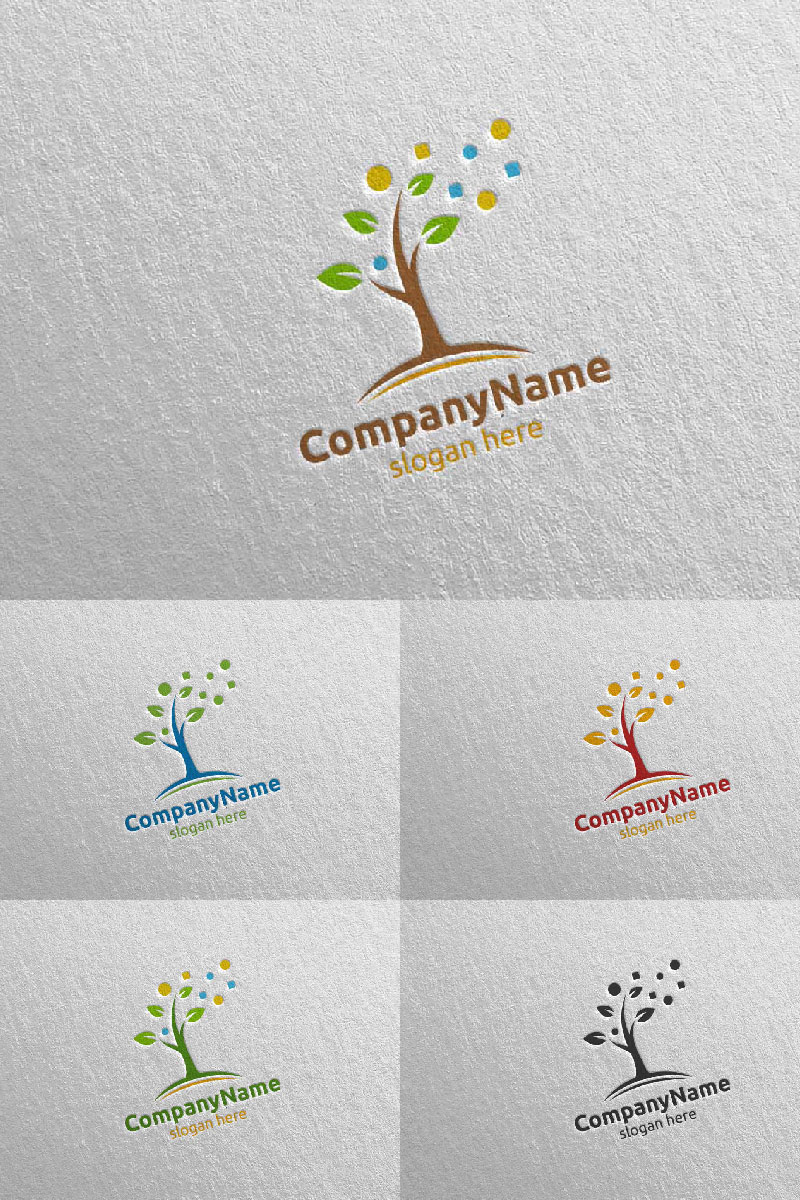 Tree Digital Financial Investment Logo Template