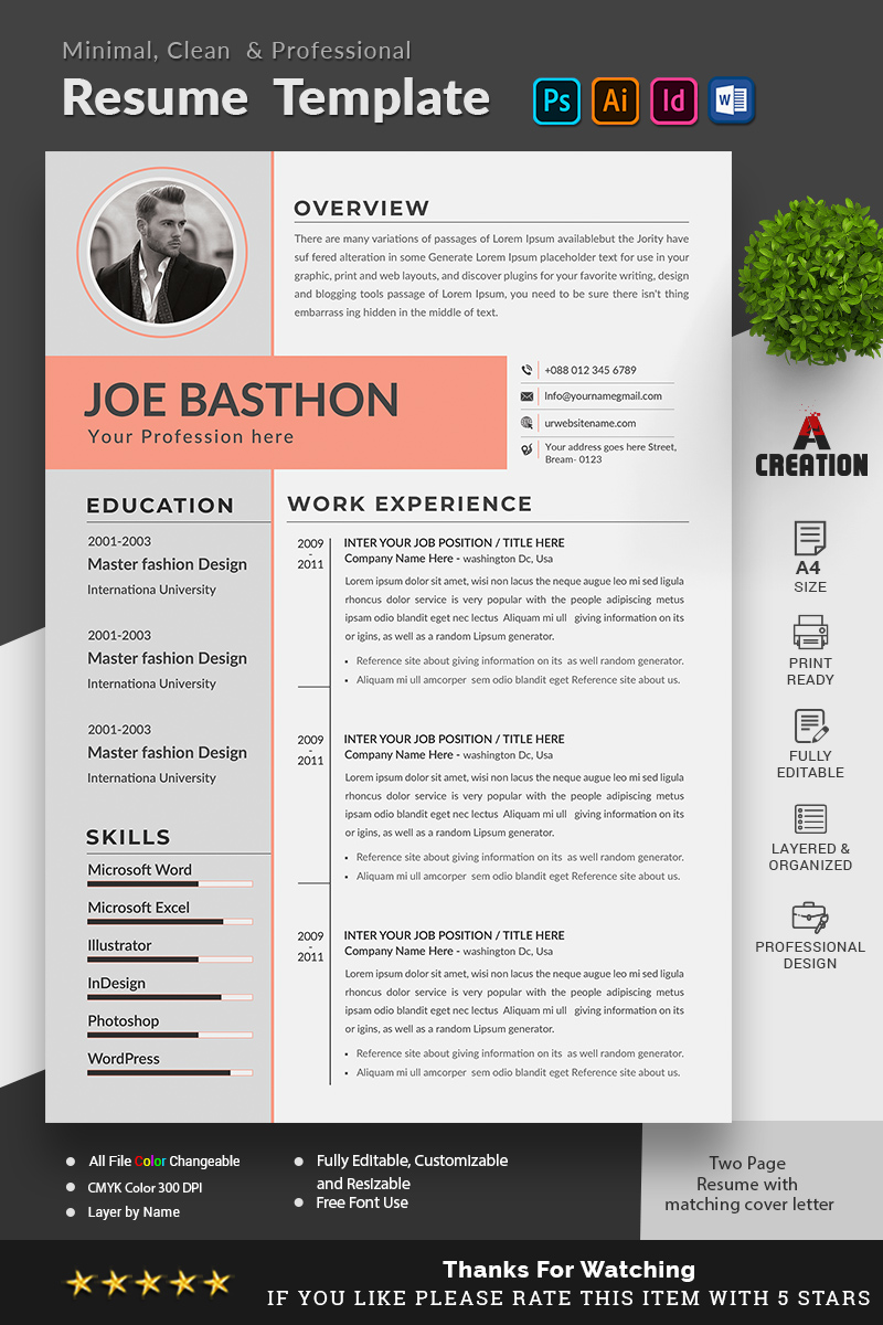 Joe Basthon Editable Resume Template