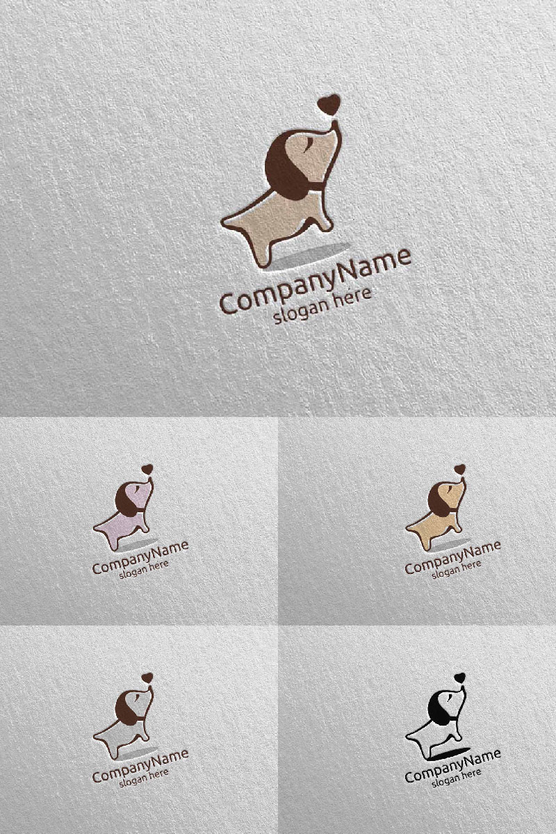 Dog with Love Vector for Pet Shop, Veterinary, or Dog Lover Concept 5 Logo Template