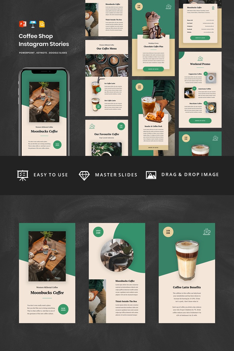 Coffee Shop - Social Media Instagram Stories Template Google Slides