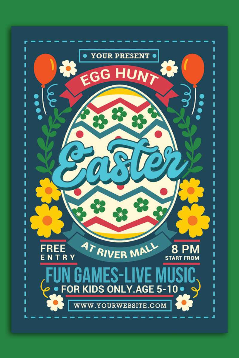 Easter Egg Hunt For Kids - Flyer Template