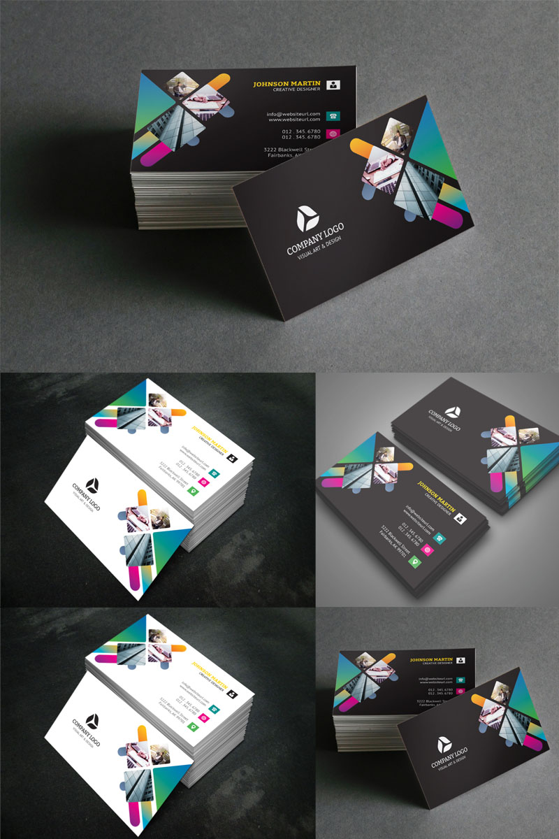 Dark Color Business Card - Corporate Identity Template