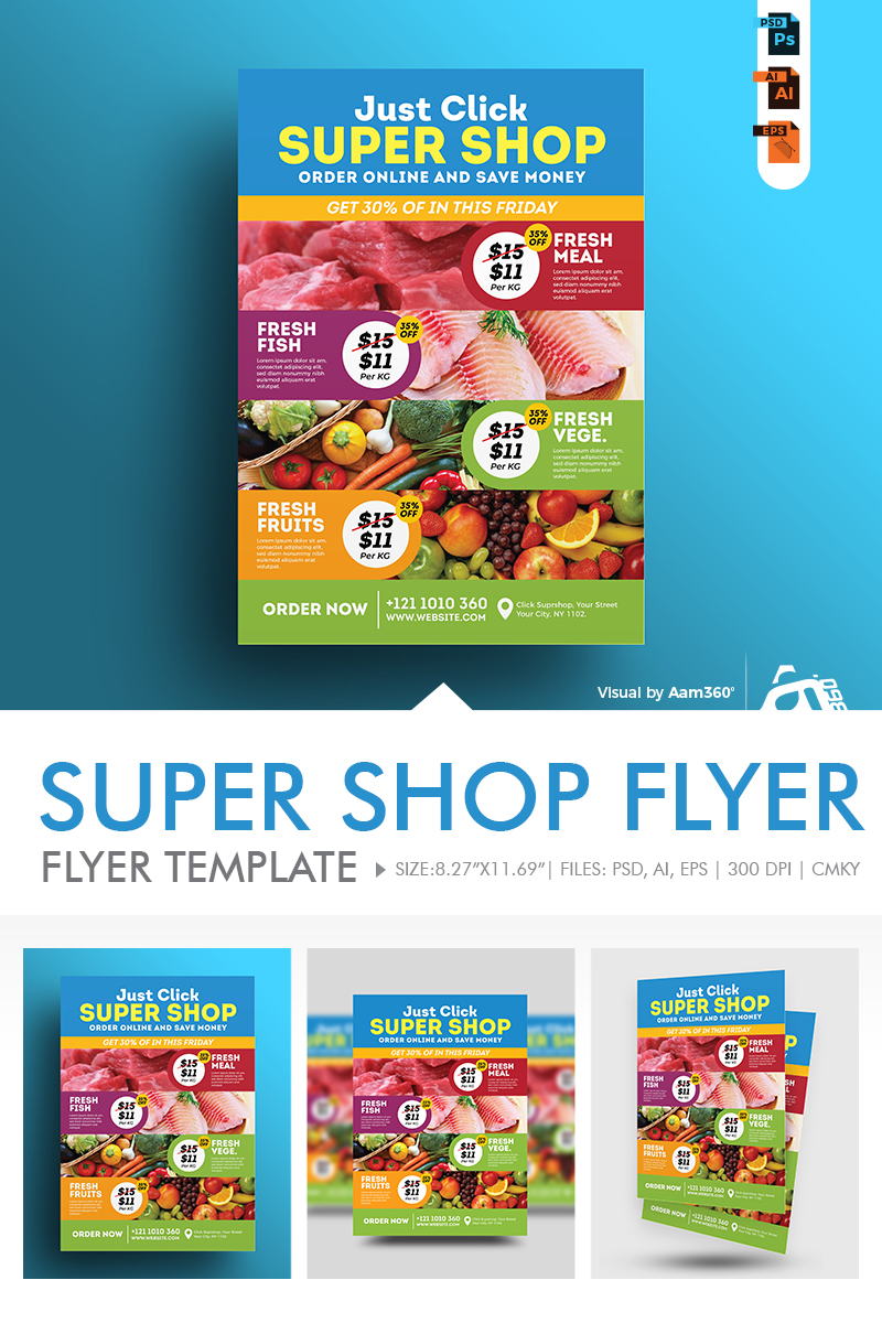 Supermarket Promotional Flyer - Corporate Identity Template