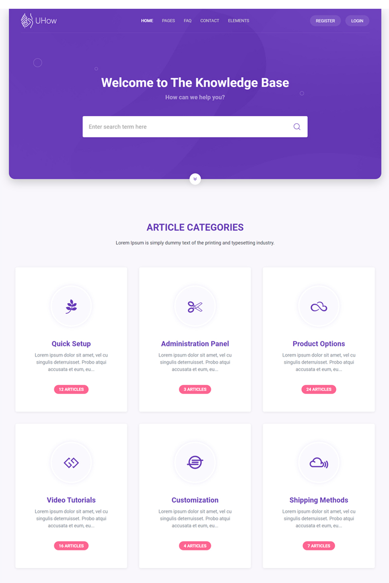 UHow-Helpdesk and knowldage Base and Documentation Website Template