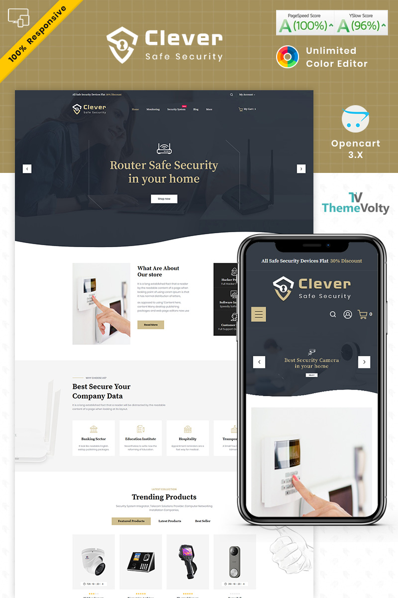 Clever Electronics–Security Store Opencart Template
