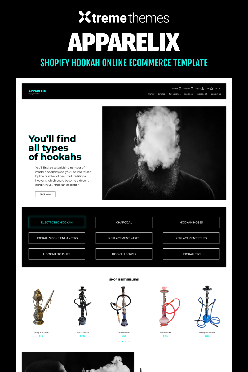 Apparelix Hookah Online eCommerce Template Shopify Theme