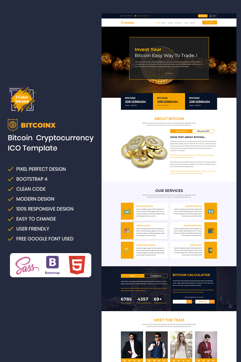 Bitconx-Bitcoin & Cryptocurrency Landing Page Template