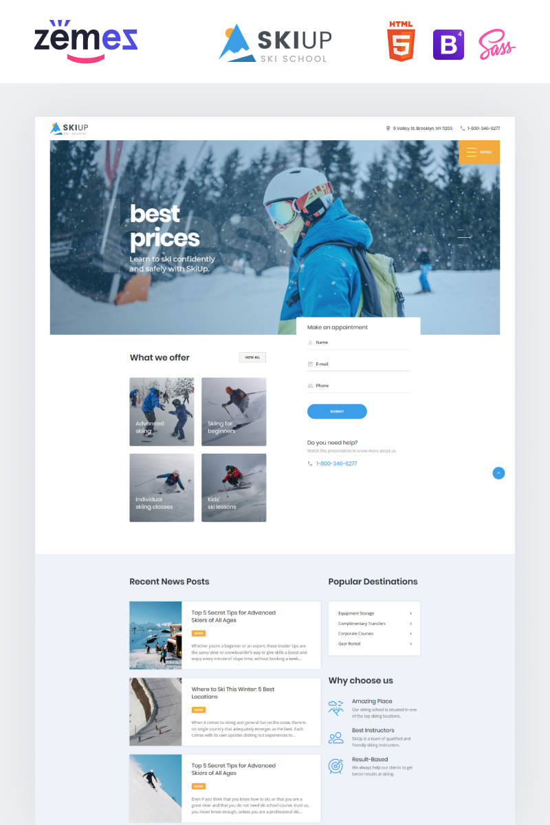 SkiUp - Responsive Ski School Website Template