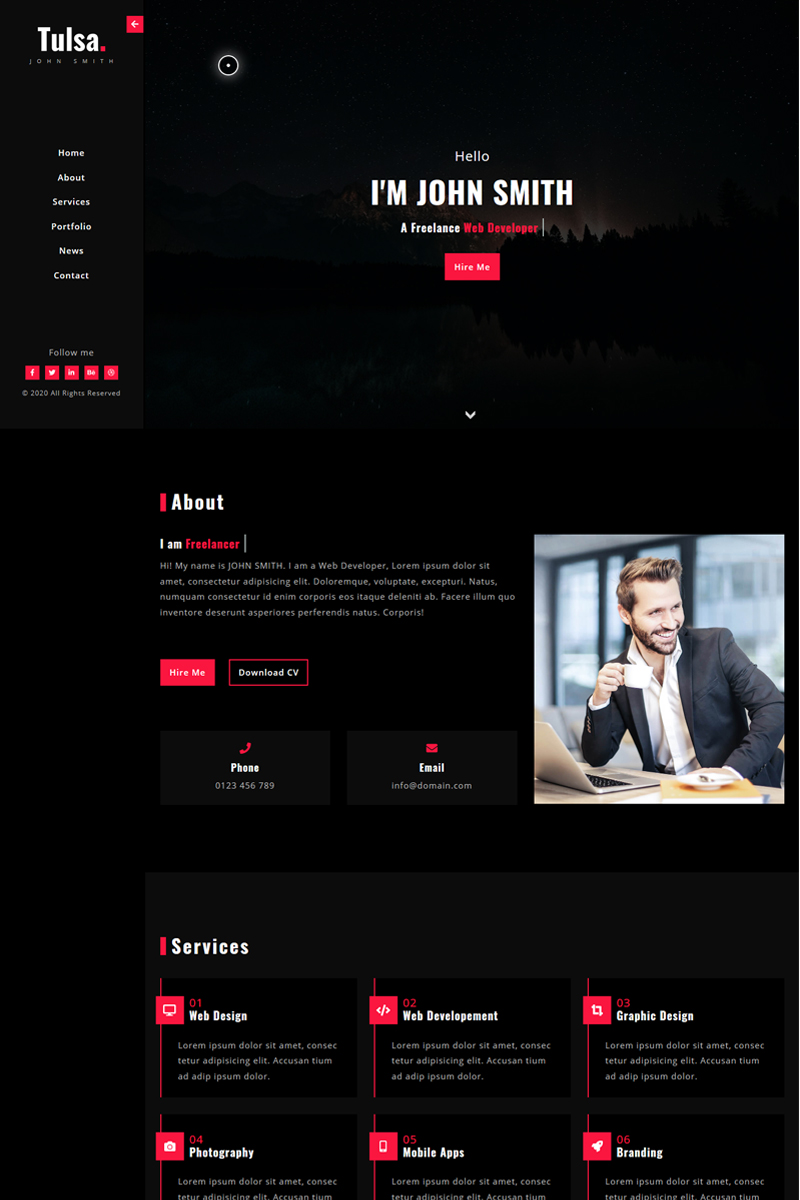 Tulsa - Personal Portfolio Landing Page Template