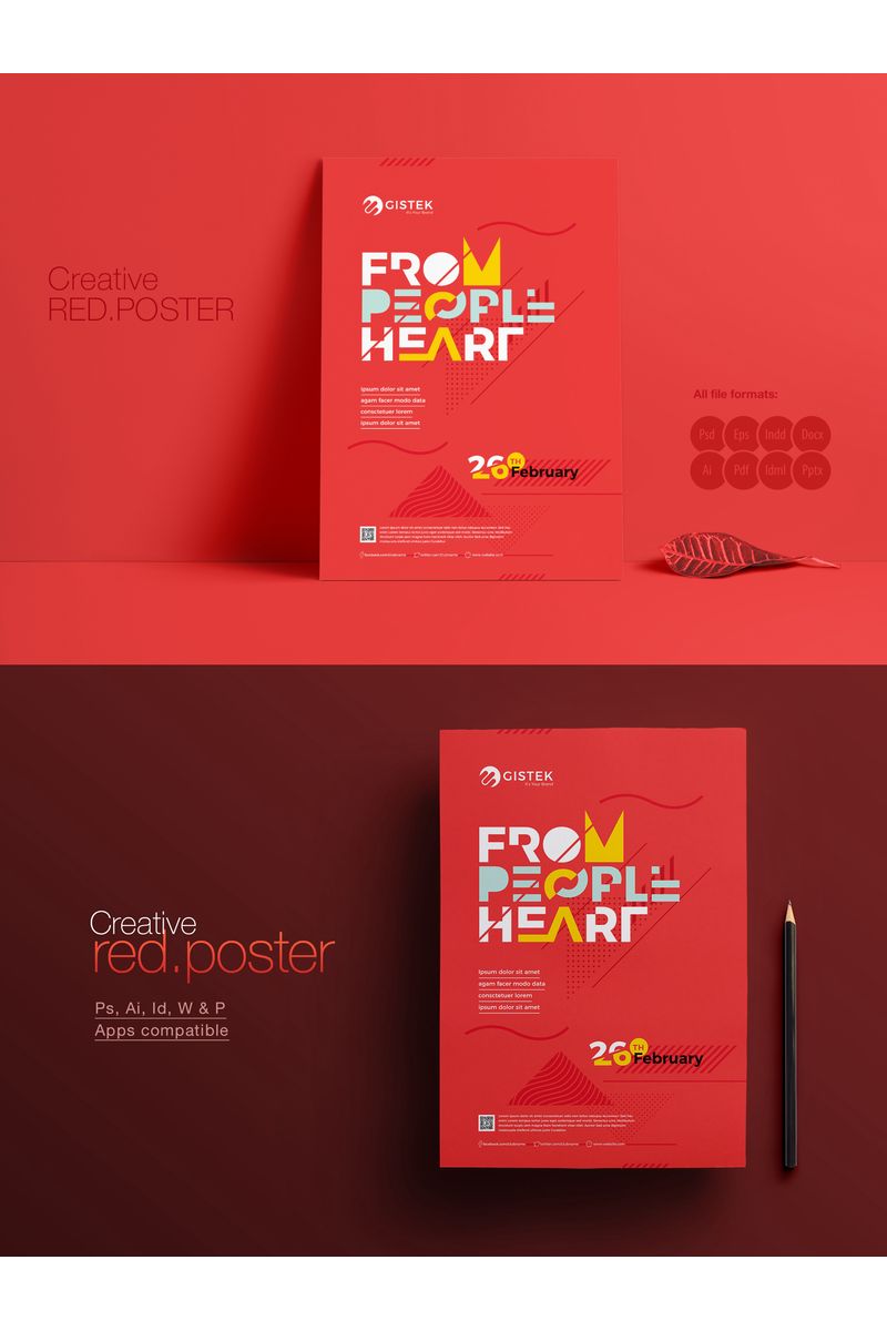 Minimal Red Poster for Event - Corporate Identity Template