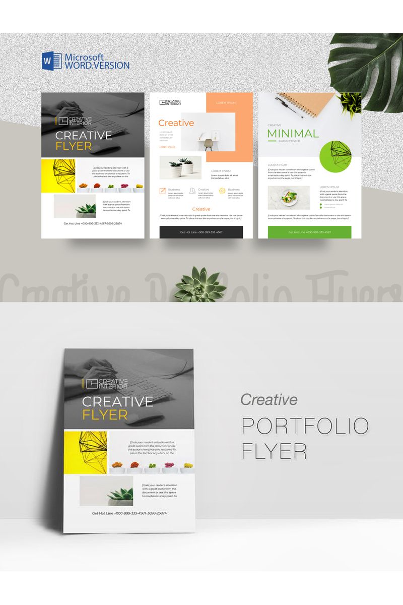 Minimal Word Flyers 3 in 1 - Corporate Identity Template