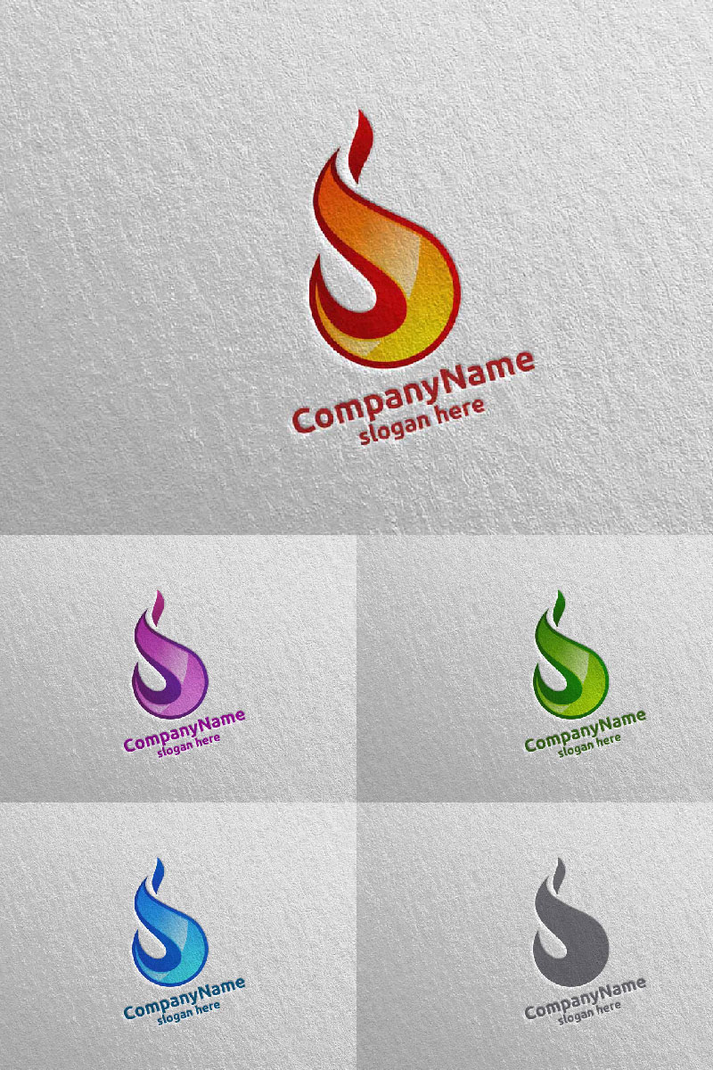 3D Fire Flame Element  Design 6 Logo Template