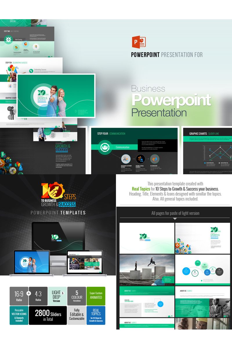 10 Steps to Business PowerPoint template