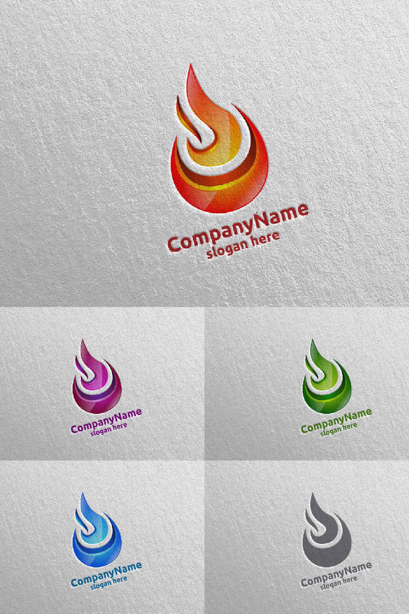3D Fire Flame Element  Design 1 Logo Template