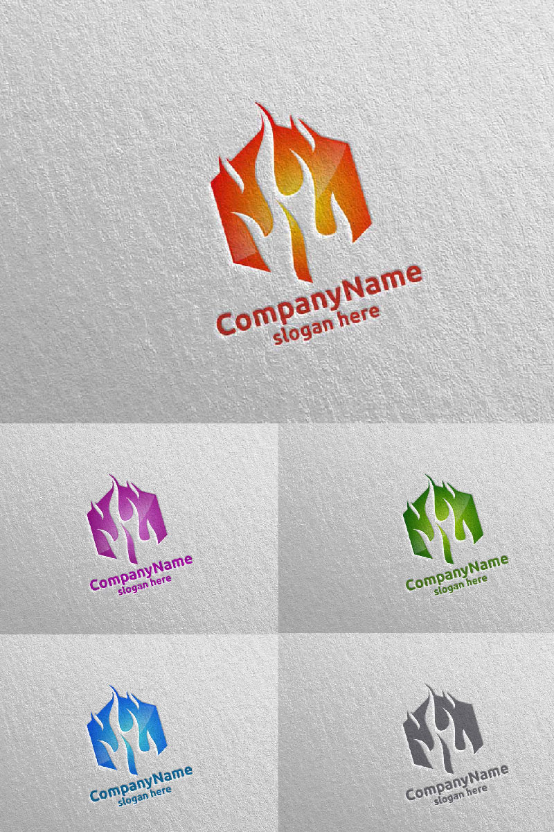 3D Fire Flame Element  Design 9 Logo Template