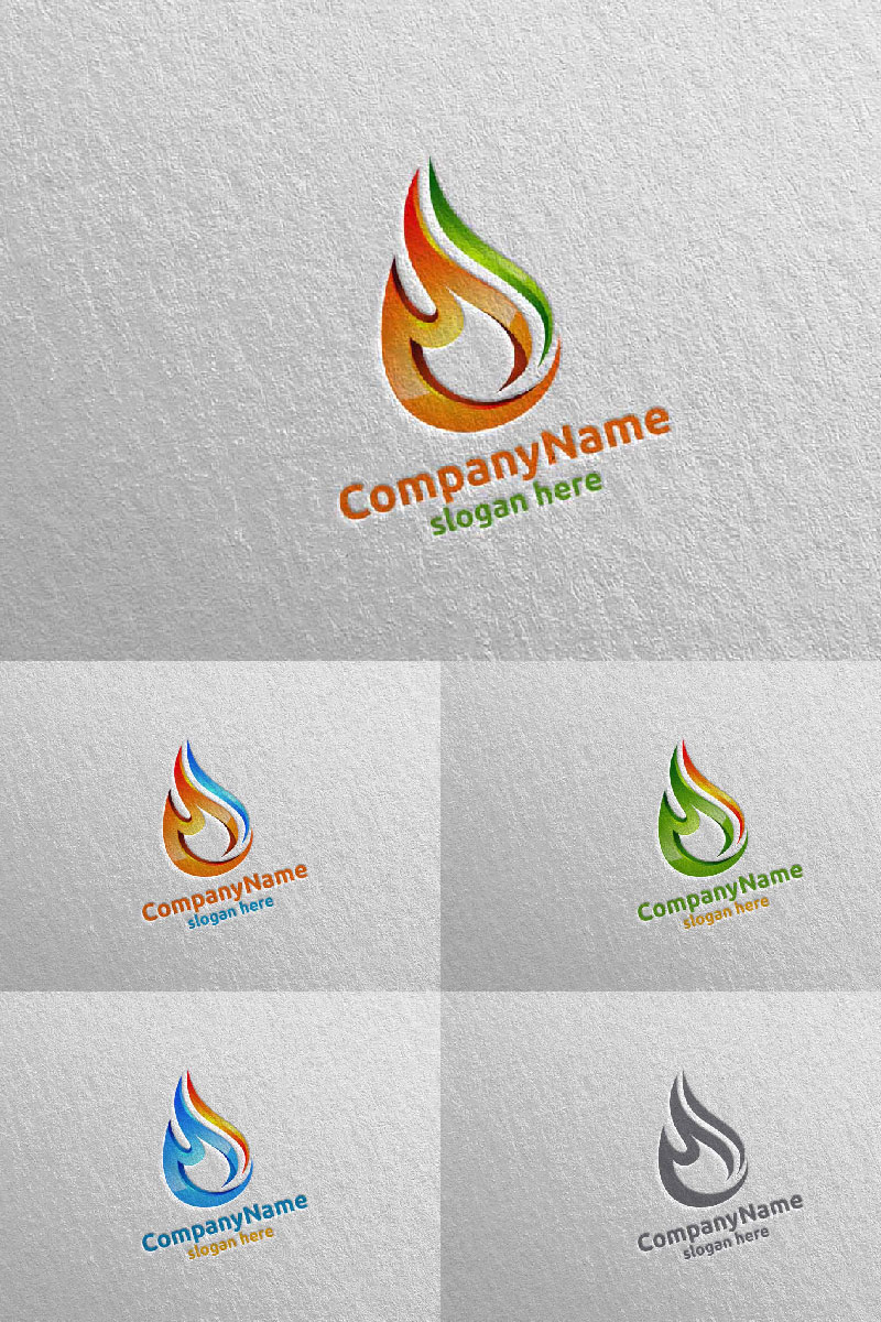 3D Fire Flame Element  Design 3 Logo Template