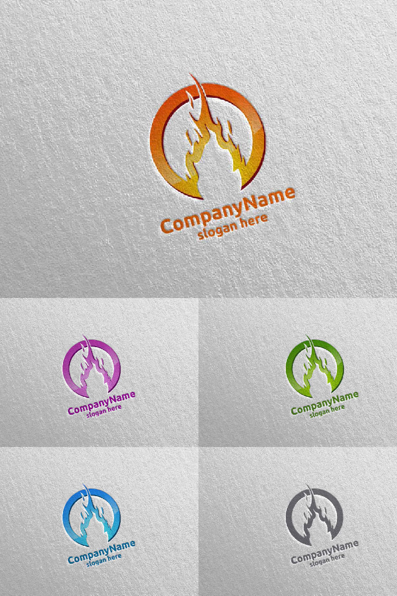 3D Fire Flame Element  Design 4 Logo Template