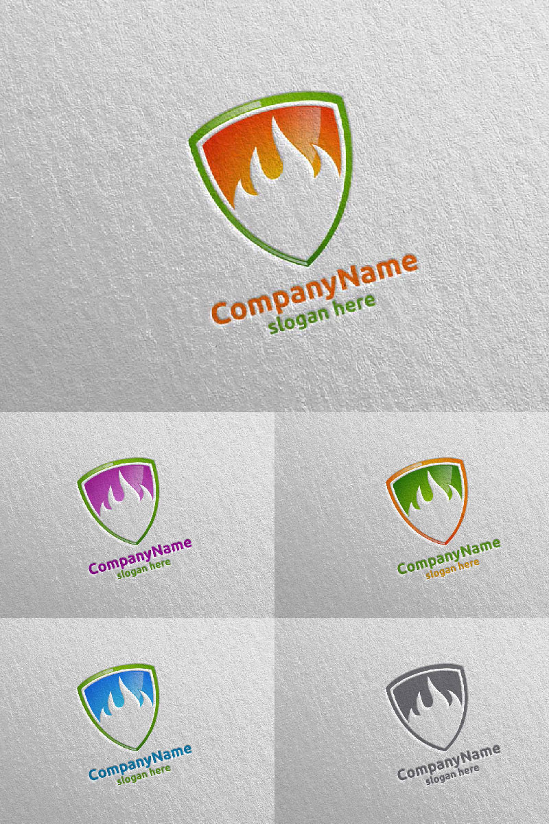 3D Fire Flame Element  Design 10 Logo Template