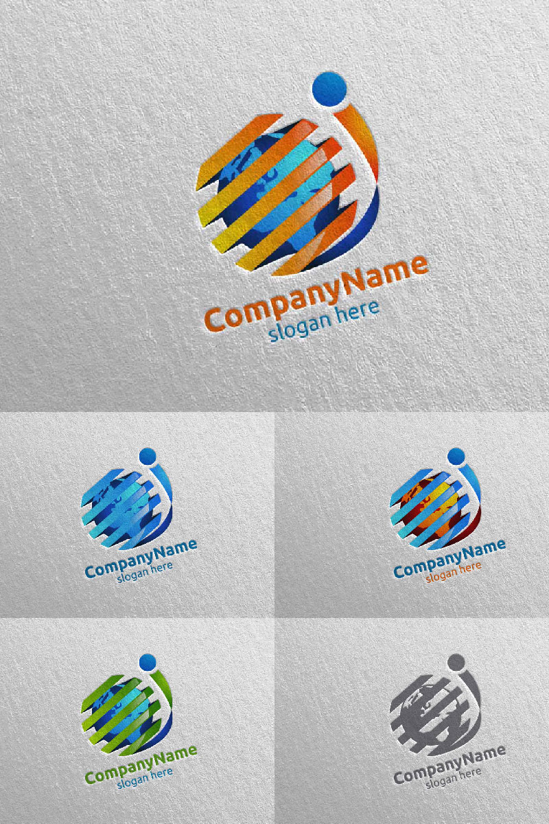 Global for Modern Technology World Sphere Concept Design Logo Template