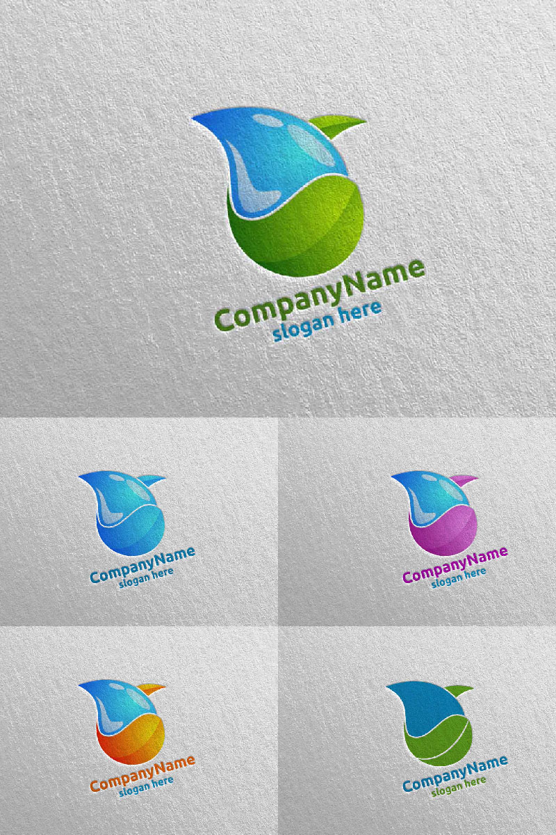 Water Drop and Cleaning Design Logo Template