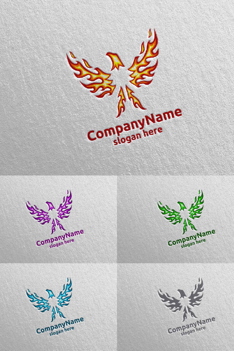Eagle with Fire and Flame Concept Design 18 Logo Template
