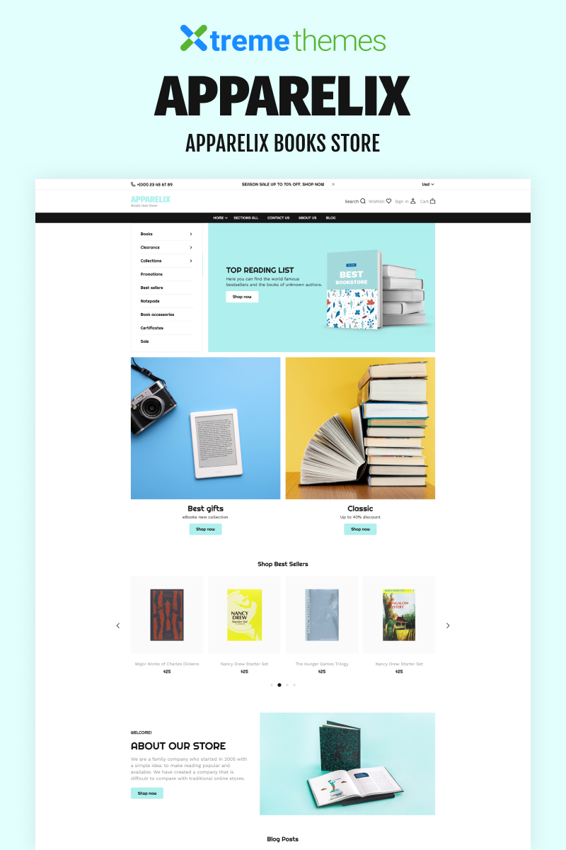 Apparelix Books Online Store Template Shopify Theme