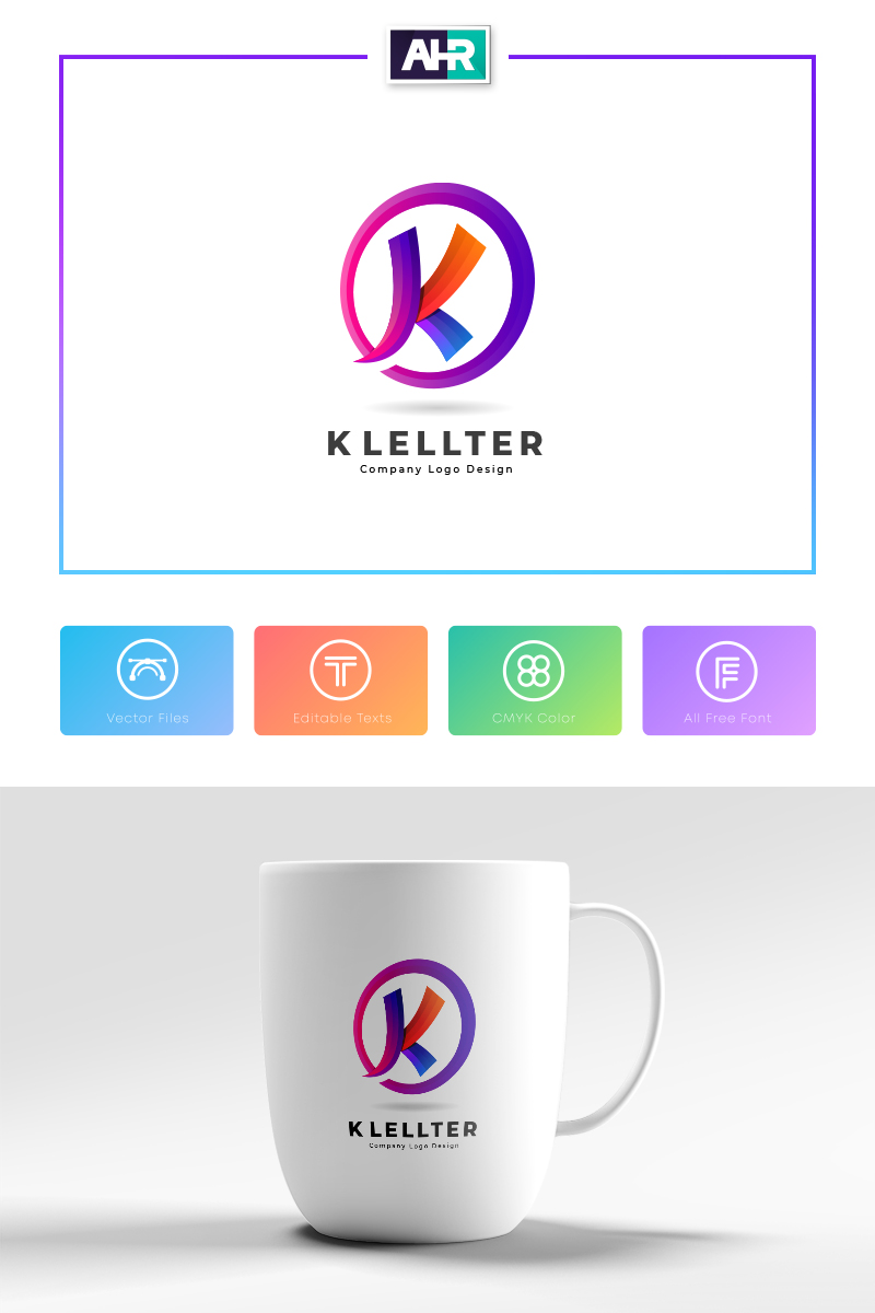 Colorful K Letter Design Logo Template
