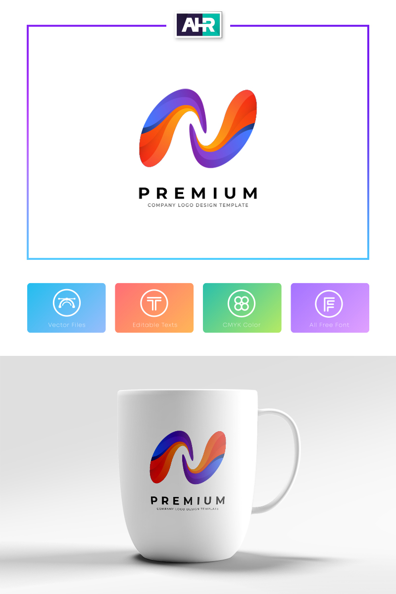Colorful N Letter Design Logo Template