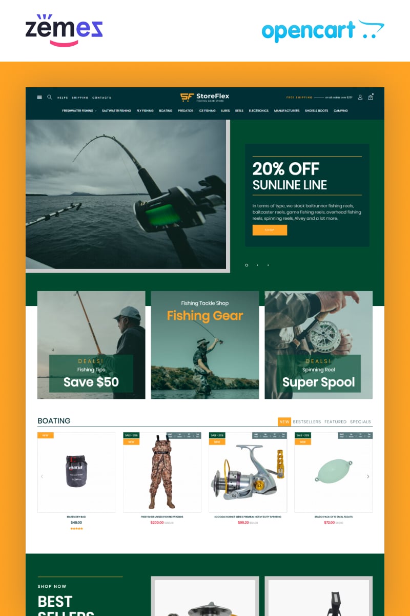 Storeflex Fishing Store OpenCart Template