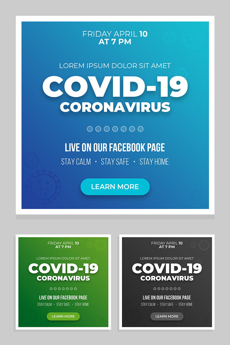COVID-19 Post Layout Set Social Media Template
