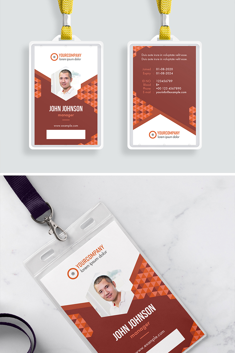 ID Card Layout with Orange Accents - Corporate Identity Template