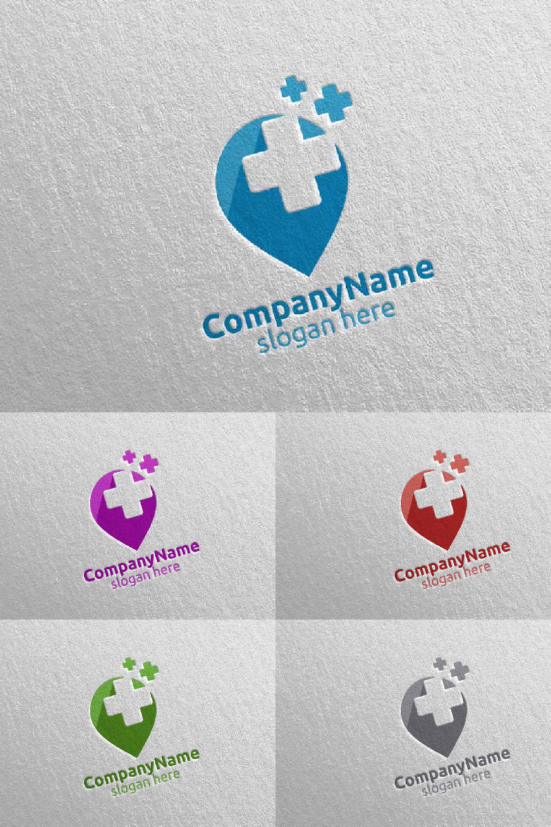 Pin Locator Cross Medical Hospital 14 Logo Template