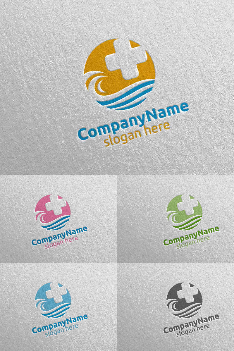 Cross Wave Medical Hospital 32 Logo Template