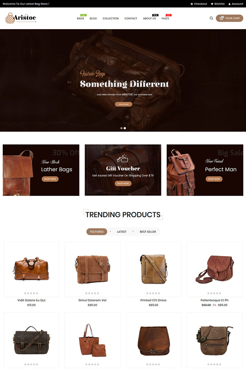 Aristoc Bags & Fashion Store Shopify Theme