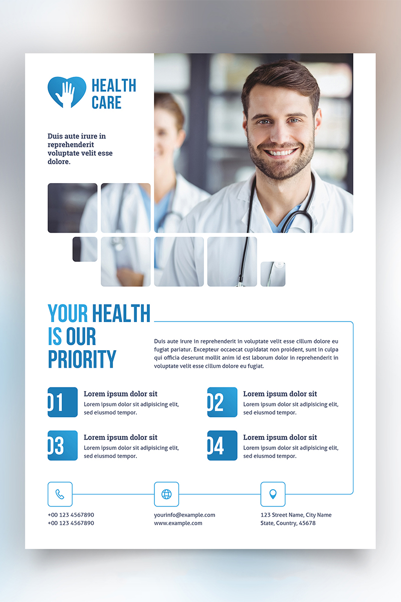 Healthcare Flyer Layout with Blue Accents - Corporate Identity Template