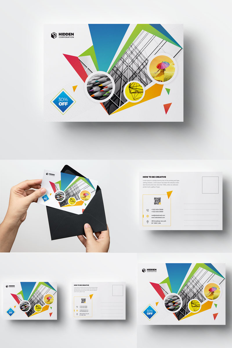 Dark Color Post Card - Corporate Identity Template