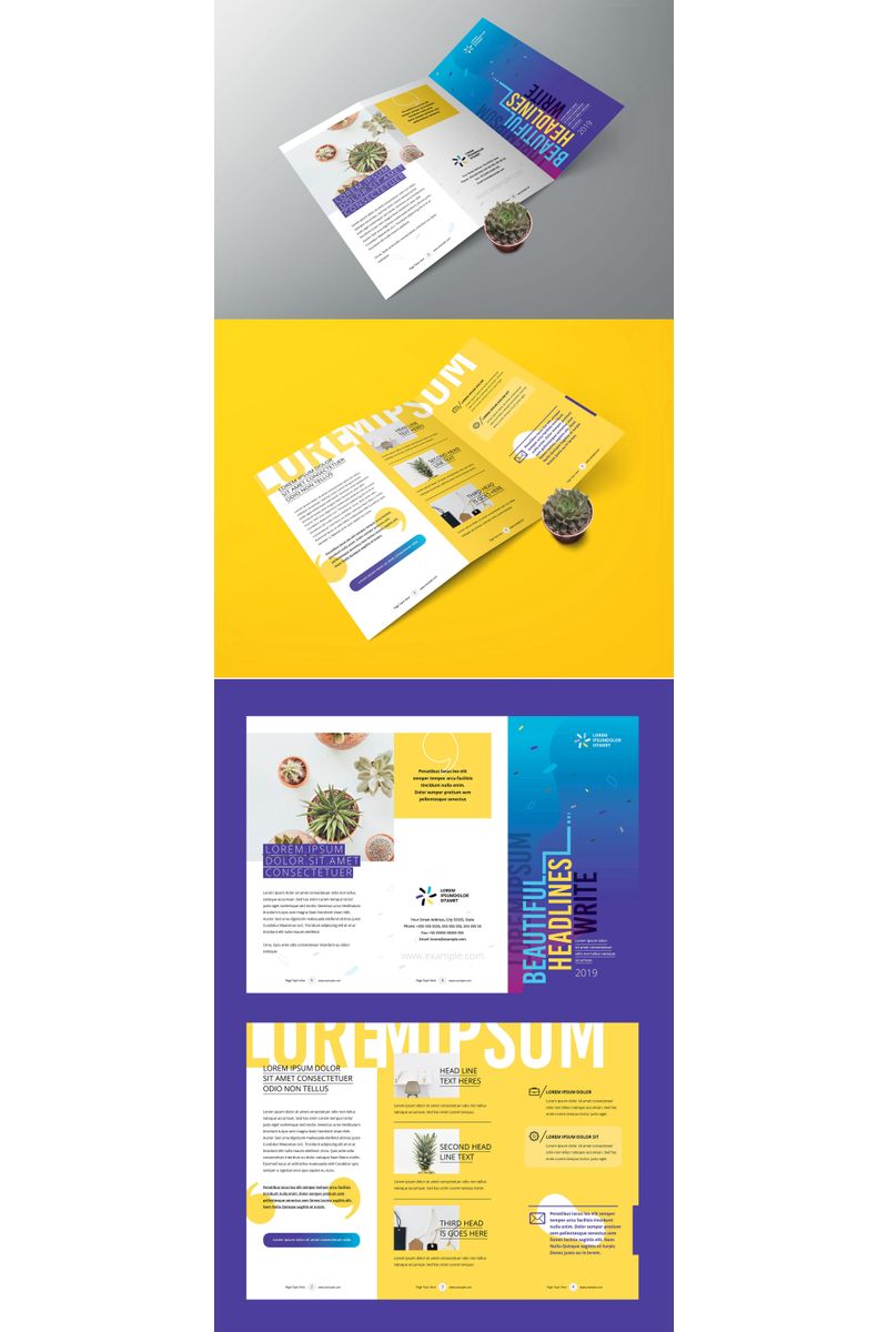 Purple Trifold Brochure - Corporate Identity Template